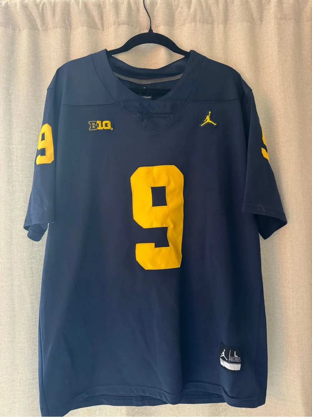 Jordan Navy McCARTHY #9 Jersey Size Large University of Michigan Football CFP